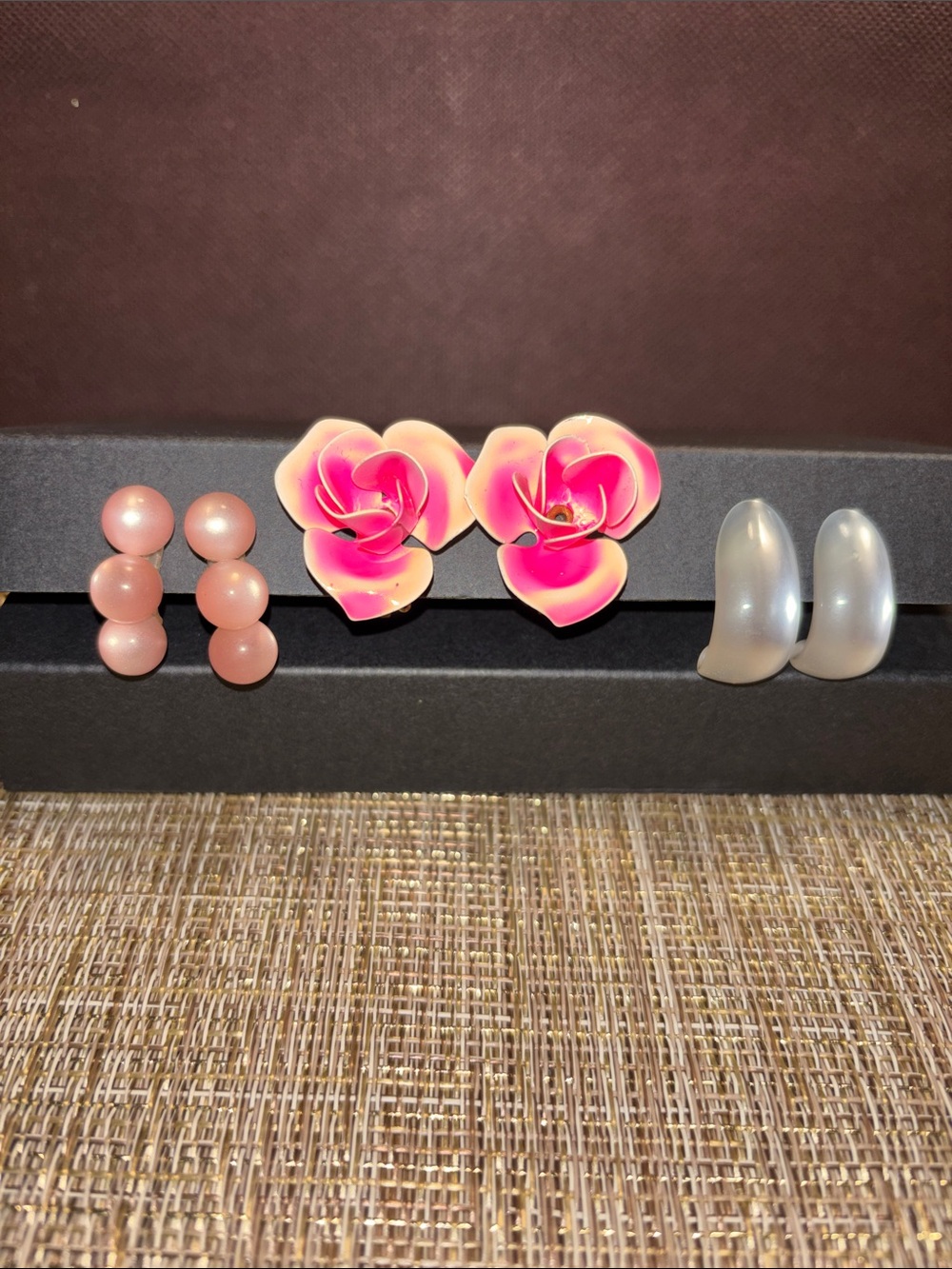Vintage earring bundle pink opalescent and floral